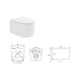 Set Vas wc suspendat Fluminia, Roco, compact, rimless protect, cu capac soft close, quick release, alb - Img 4