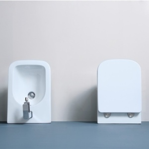 Vas WC suspendat Fluminia, Tornado cu capac WC soft close și spălare Tornado Flush, alb - Img 3