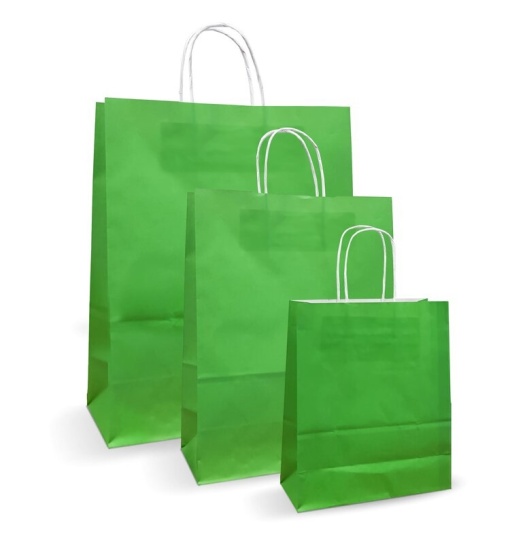 Pungi albe, colorate 100% verde deschis - 20X9X25 - 100 buc.
