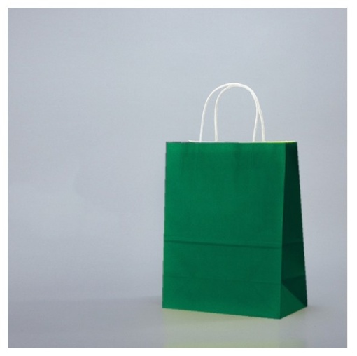 Pungi hartie alba, colorate 100% verde inchis - 20X9x25 - 100 buc