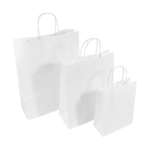 Punga hartie, alba, cu maner sfoara - 100gr./mp 43x16x47 cm - 100 buc. - Img 2
