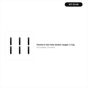 6 role folie stretch neagră 1,3 kg