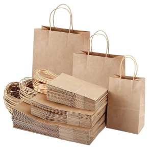 Punga hartie, natur, cu maner sfoara - 43x16x47cm - 100 buc. - Img 1
