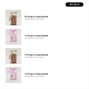Pungi cu fund pătrat mare – cadouri și panettone – kit complet