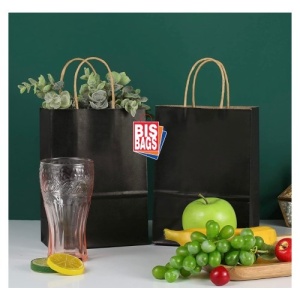 Pungi natur, colorate 100% negru - 20x9x25cm - 100 buc. - Img 2