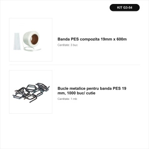 Pachet Reumplere PES 19 mm compozită – 3 role + bucle