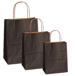 Pungi natur, colorate 100% negru - 20x9x25cm - 100 buc. - Img 1