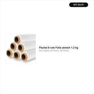 6 role folie stretch 1,3 kg, 23 µ