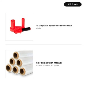 6 role folie stretch 1,3 kg + dispenser W520