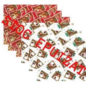 Coli hartie rosii/albe Mos Craciun - rosie Mos Craciun 50x70 -100 buc/set - Img 1