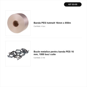 Pachet Reumplere PES 16 mm – 4 role + 2 cutii bucle