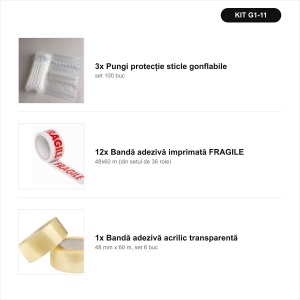 300 de pungi gonflabile pentru sticle + bandă FRAGILE + bandă transparentă