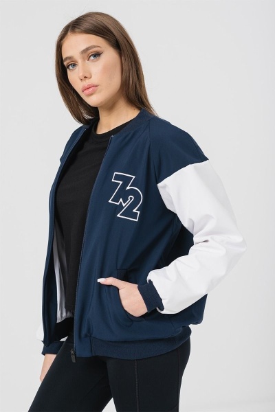 Jacheta Bomber cu maneci raglan, Alb, Albastru marin