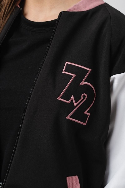 Jacheta Bomber cu maneci raglan, Alb, Roz, Negru - Img 2