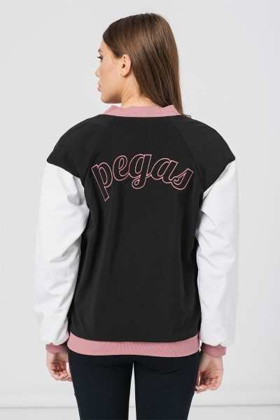 Jacheta Bomber cu maneci raglan, Alb, Roz, Negru - Img 3