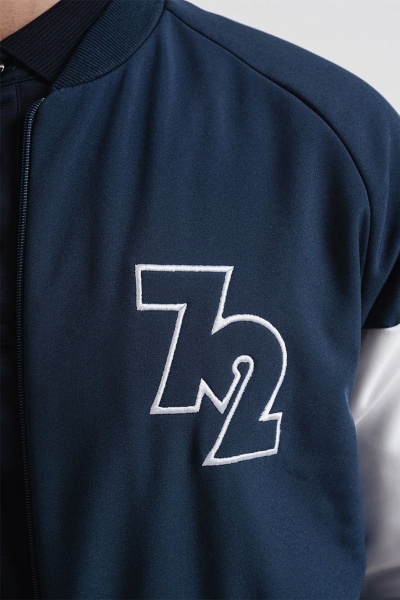 Jacheta Bomber cu maneci raglan, Alb, Albastru marin - Img 3