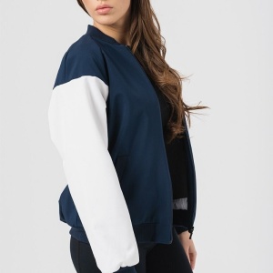 Jacheta Bomber cu maneci raglan, Alb, Albastru marin - Img 2