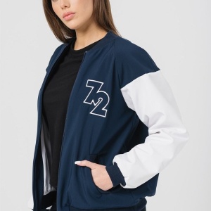Jacheta Bomber cu maneci raglan, Alb, Albastru marin