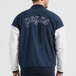 Jacheta Bomber cu maneci raglan, Alb, Albastru marin - Img 2