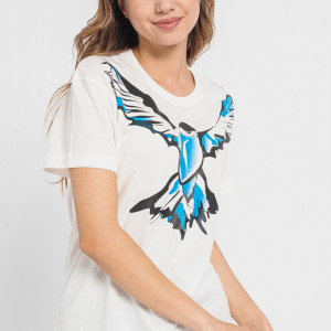 TRICOU CASUAL PASARE ALBASTRA DAMA