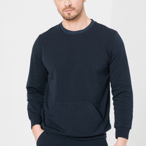BLUZA COTON CASUAL BARBATI NAVY - Img 2