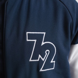 Jacheta Bomber cu maneci raglan, Alb, Albastru marin - Img 3