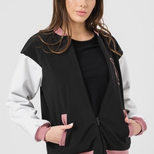 Jacheta Bomber cu maneci raglan, Alb, Roz, Negru