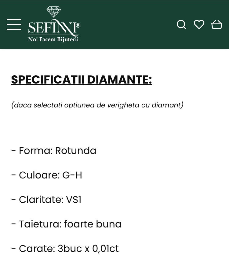 Specificații diamante