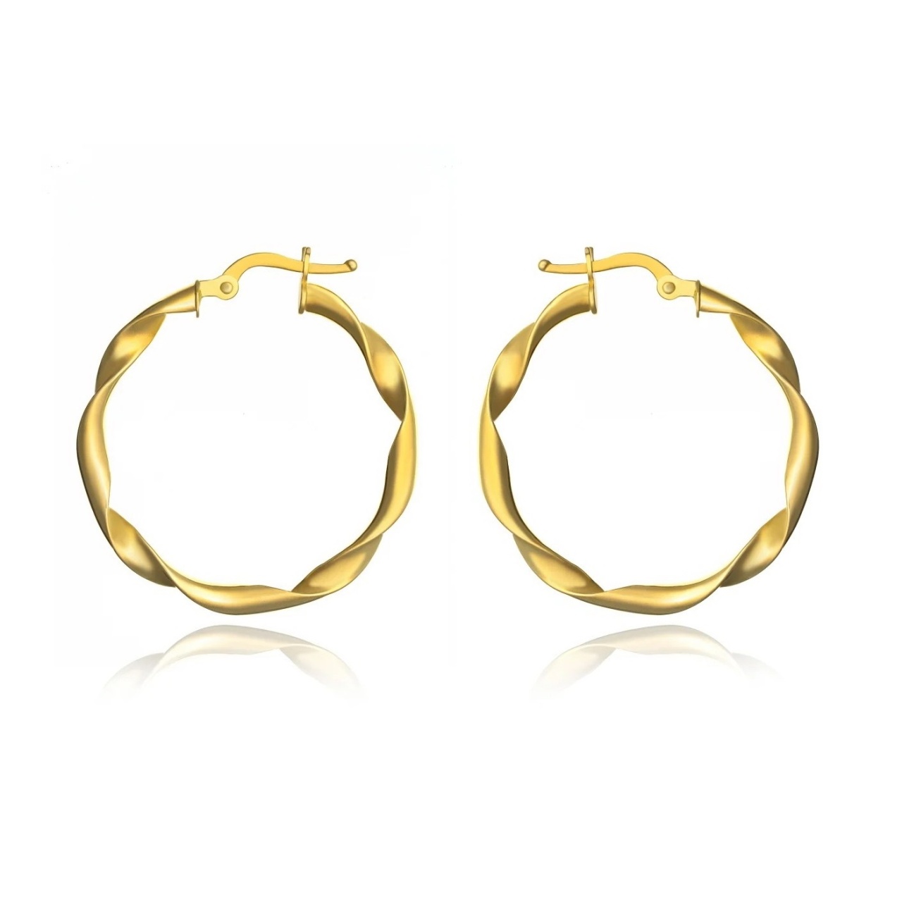 Diamantschliff Zweifarbige Oval Creolen Echt 14K Gelb Weiß Gold