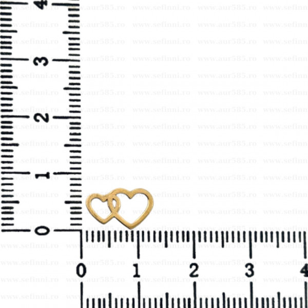 Link din aur 14k - pentru bratara - inimioare duble XL