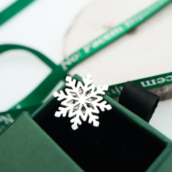 Pin Personalizat din Argint 925 - Fulg de Nea
