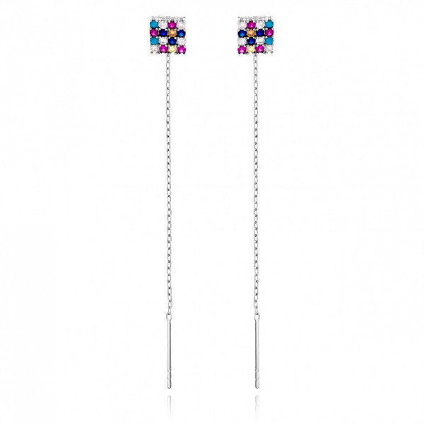 Cercei din argint 925 Multicolored Square