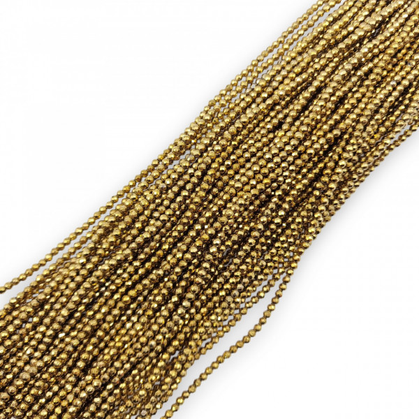 Hematite rotunde fatetate - water plated gold - 3mm - sirag aprox 190 buc