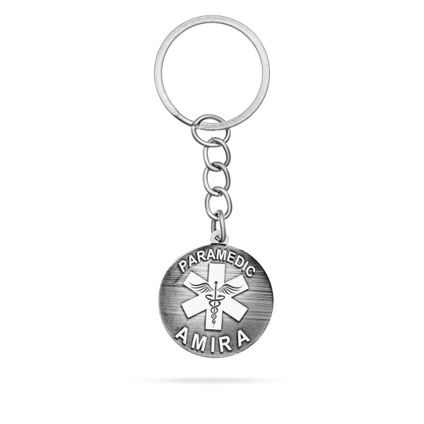 Breloc cu banut 25mm din Argint 925 - Medical - personalizabil cu orice nume / text