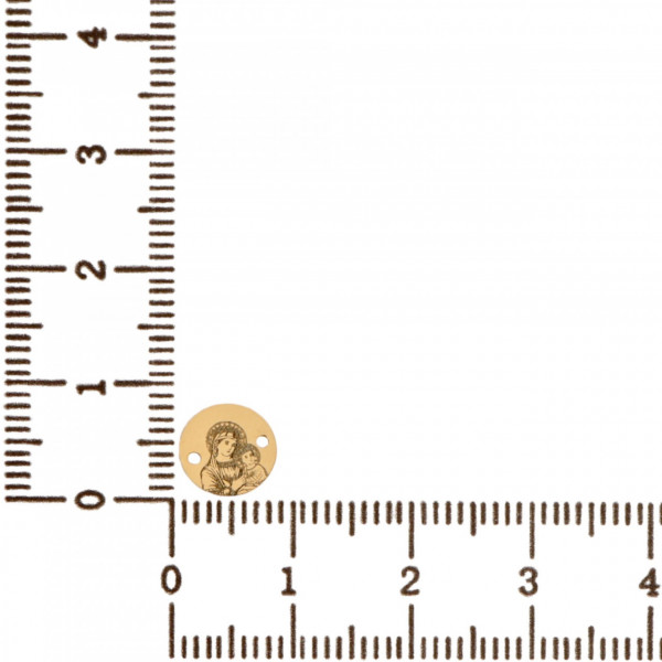 Link din aur 14k - pentru bratara - banut de 0.8cm gravat Iconita