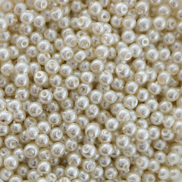 Perle din sticla 3mm - cream pearl Ø 0.6mm - pachet aprox 600 buc