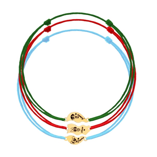 Set 3 Bratari BFF pandantiv din aur 14k personalizabil