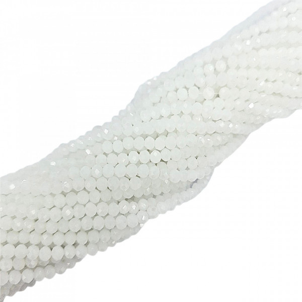 Cristale rondele fațetate de 4 mm - șirag aprox 130 bucăți - alb opalescent
