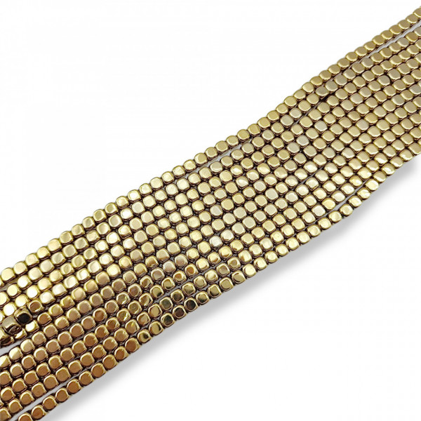 Hematite cubice - water plated gold - 4mm - sirag aprox 100 buc