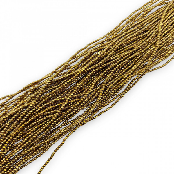 Hematite rotunde fatetate - water plated gold - 2mm - sirag aprox 205 buc