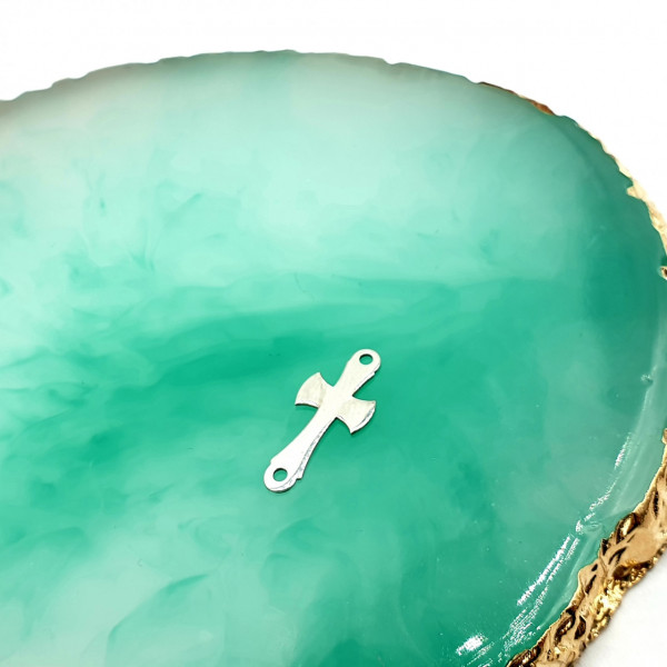 Link din argint - pentru bratara - cruciulita 1.7x0.8cm