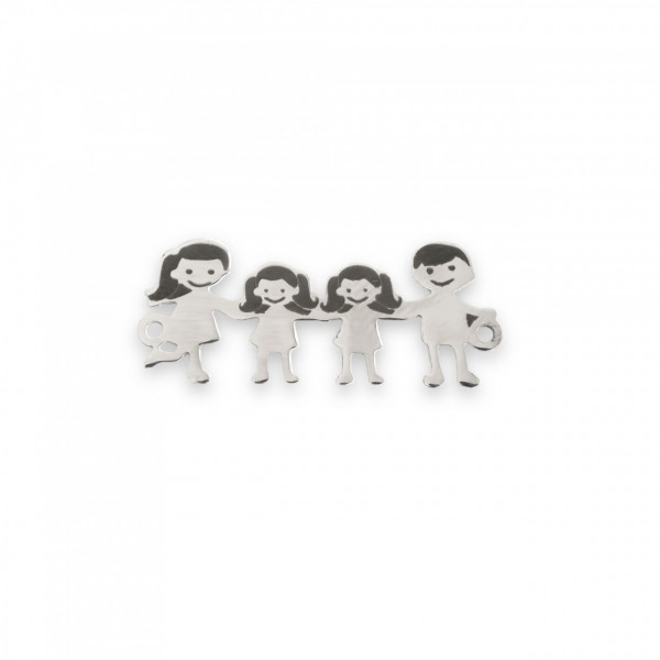 Link din argint - pentru bratara - familia cu 2 fete