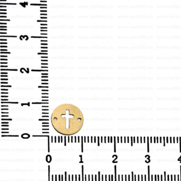 Link din aur 14k - pentru bratara - disc decupat cruce