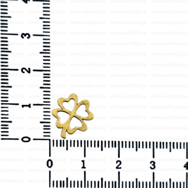 Link din aur 14k - pentru bratara - trifoi XL contur