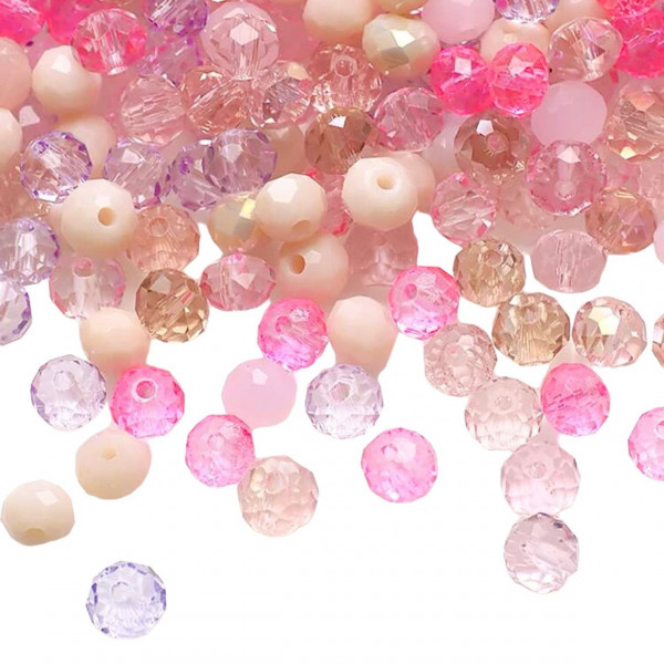 Mix cristale rondele 4mm multicolor roz ~ aprox 410 buc