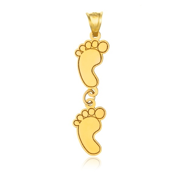 Pandantiv din aur 14k - picioruse/talpite bebelus personalizabile