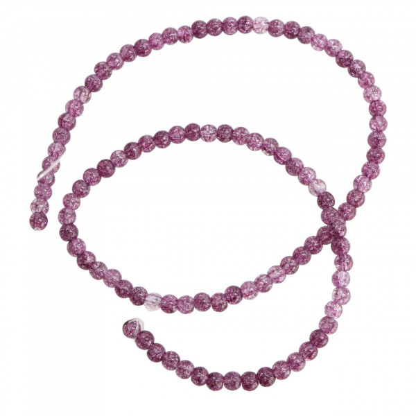 Sirag Cristale de sticla Crackle 4 mm ~ aprox 95 buc / sirag, culoare Rosewood