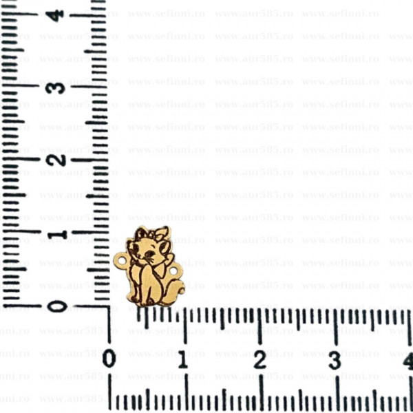 Link din aur 14k - pentru bratara - personaj pisicuta