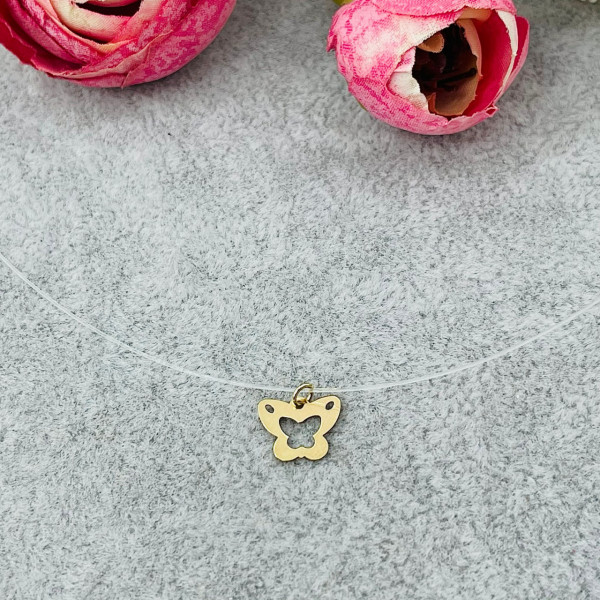 Colier cu fir transparent si pandantiv la alegere din Aur 14k