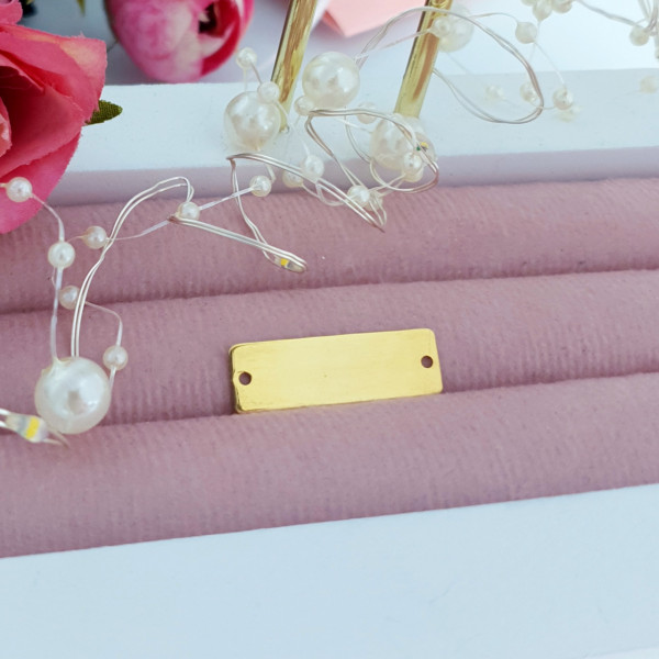 Link din argint placat cu aur - pentru bratara - placuta 2.4x0.8cm